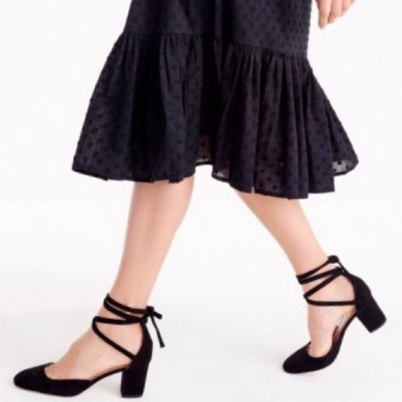 J. Crew Shoes - J. Crew Sophia, Black Suede Ankle Wrap Heels, Size 8
